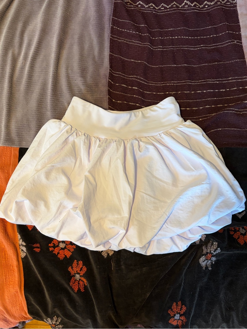 White Bubble Hem Skirt - Women's Casual Mini